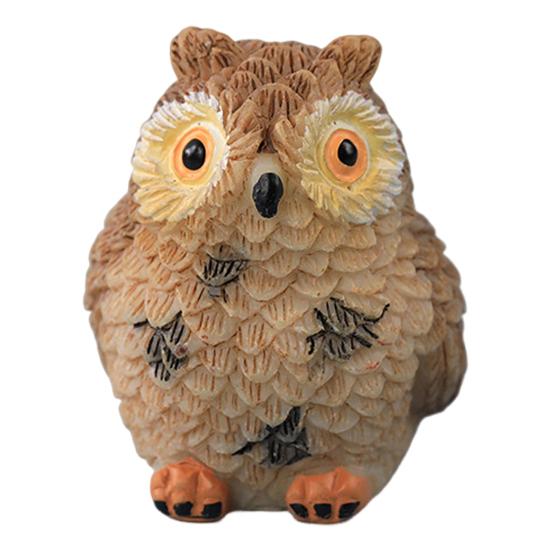 Mini Sova Soška Pryskyřice Ručně Malovaná Sova Ozdoba Miniaturní Zvířecí Figurka pro DIY Mikro Krajinu Bonsaj Vílí Zahrada Dekorace