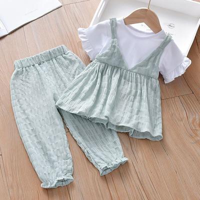 Girls' Summer Outfit Set Children's Summer Mid To Small Sleeved Sports Two-piece Set