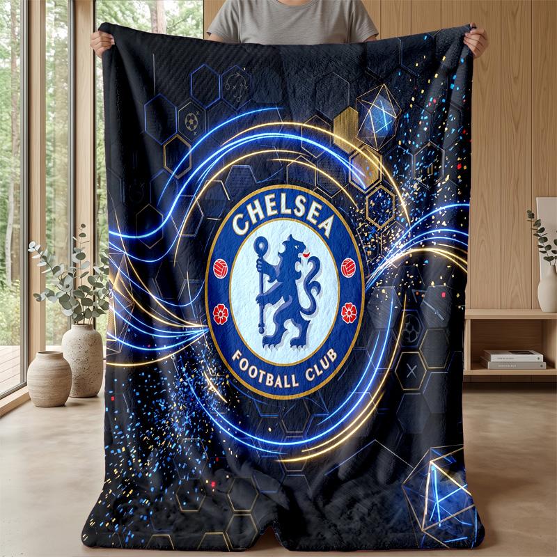 Couverture sur le thème du Chelsea FC Couverture douce en flanelle Couverture jetée en peluche Couverture douillette pour canapé et lit pour la décoration de la maison