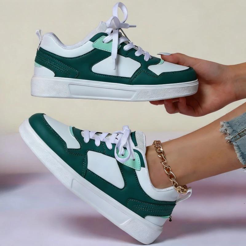 White Shoes PU Leather Board Shoes Women Breathable Casual Sneakers Men Lace-up Trendy Running Trainers Anti-slip Waterproof