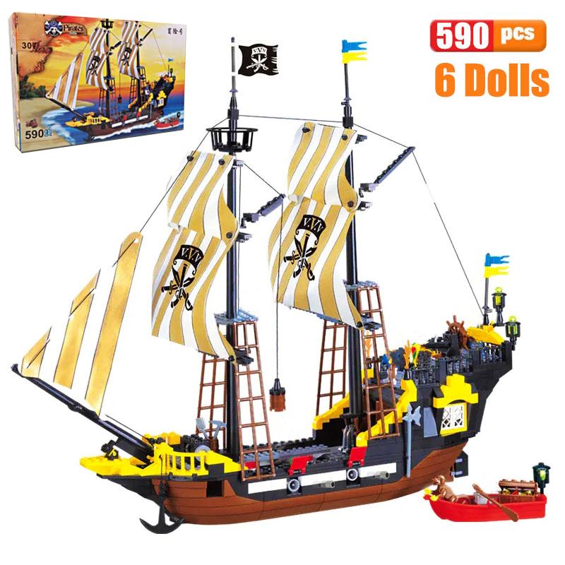 Enlighten Building Block Pirates And Royal Guards Battle Castle 366pcs Educational Bricks Toy For Boy Christamas Gift 310