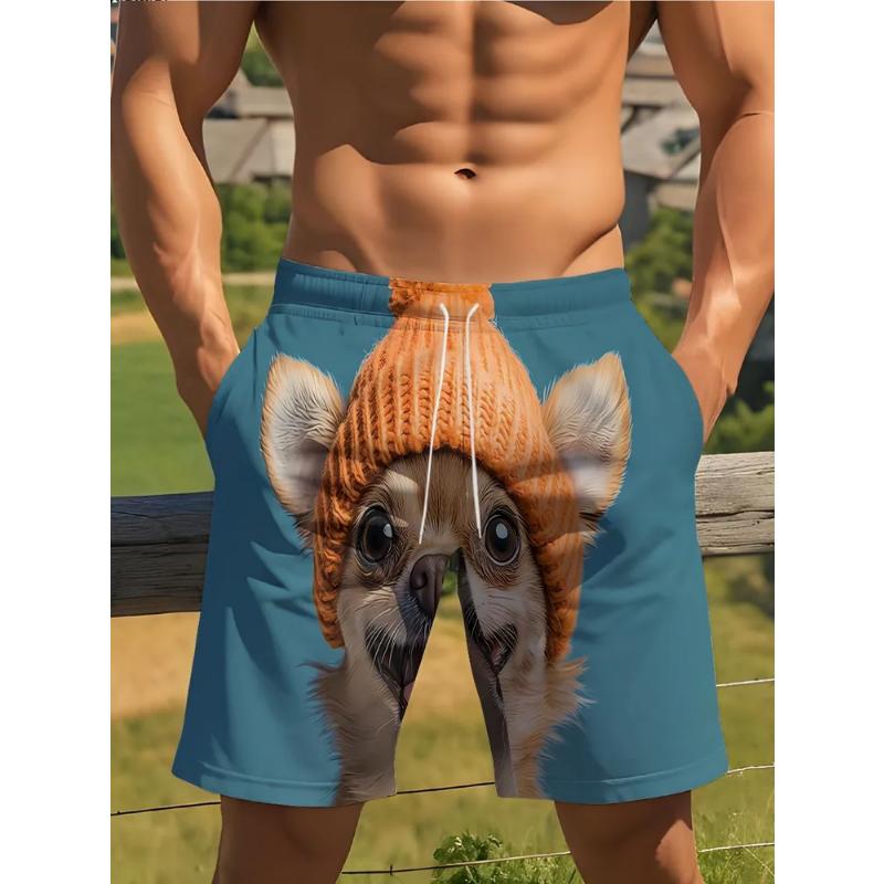 Fashion Men s Shorts 3D Animal Color Printed Animal Shorts Casual Beach Shorts S