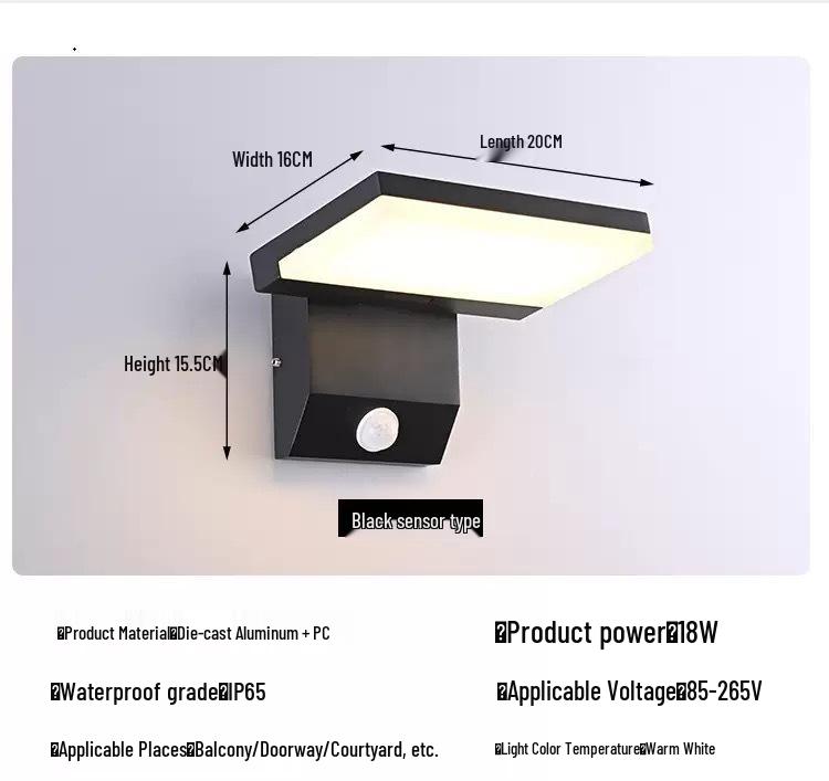 Waterproof Outdoor Wall Lamp for Villa, Courtyard, Garden, Balcony, or Hotel
