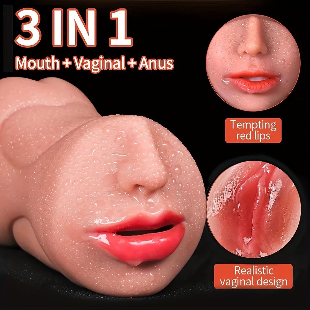 Masturbador Masculino 3 em 1 TPE Copo de Bolso Realista Stroker Manual Portátil Brinquedo Adulto para Homens