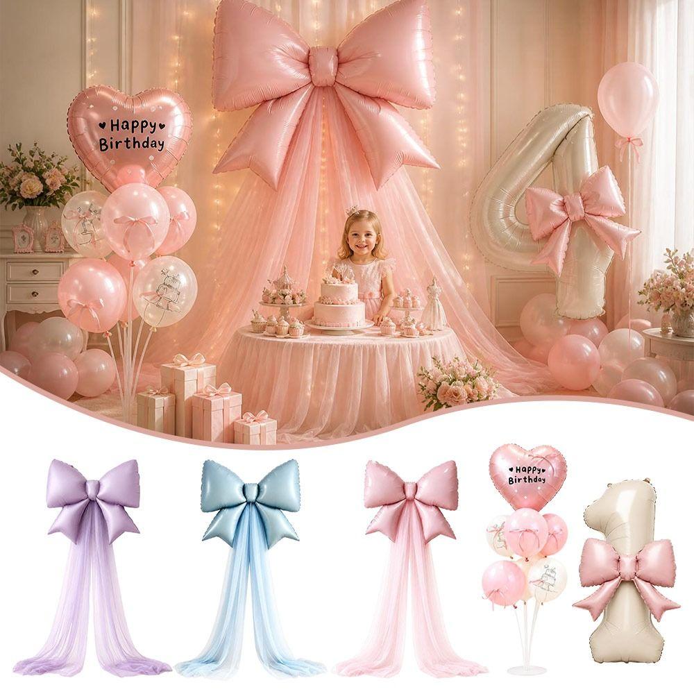 40 Inch Large Bow Balloon Set DIY Bowknot Design Foil Balloon Set Number Balloon Set  Photo Props