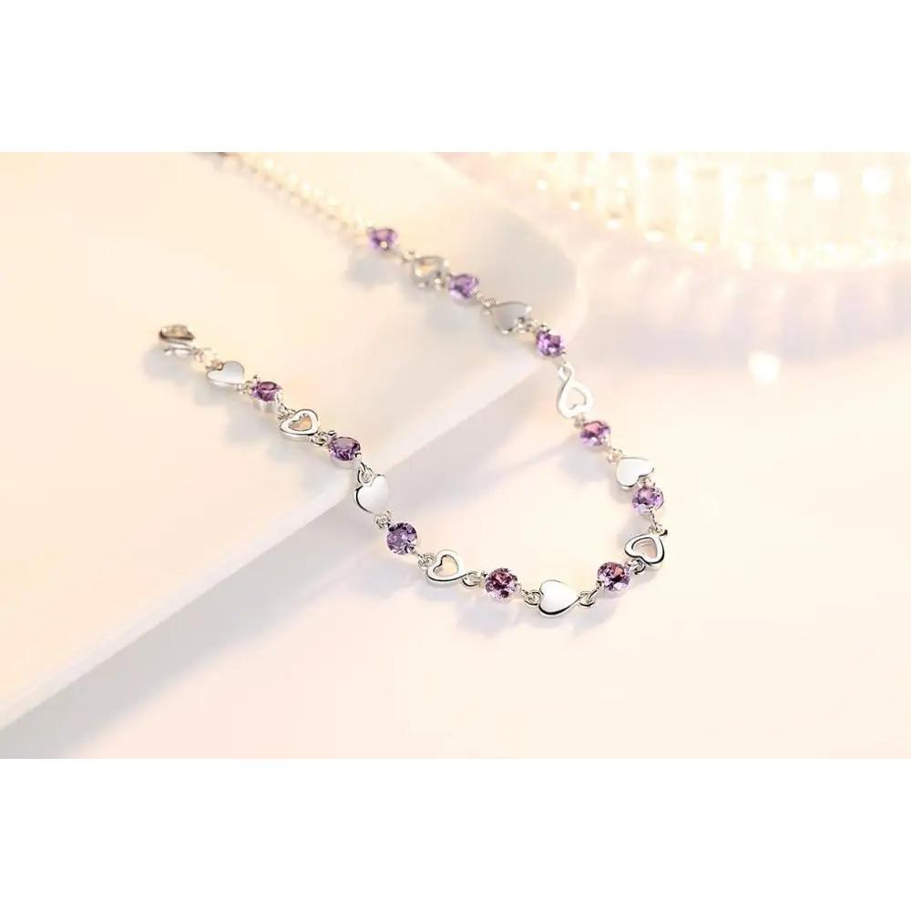 925 Silber Herzarmband Für Frauen Mode Zirkonia Kristall Schmuck Liebe Pulseira Feminina S-B144