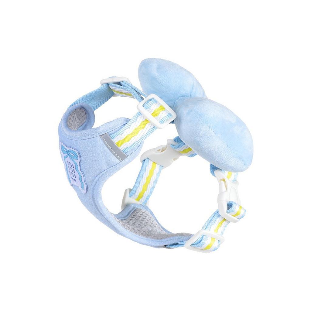 Bowknot Dog Leash Summer Cool Dog Chest Backpack Outdoor Cute Dog Walking Rope Chest Backpack(Blue-XL)