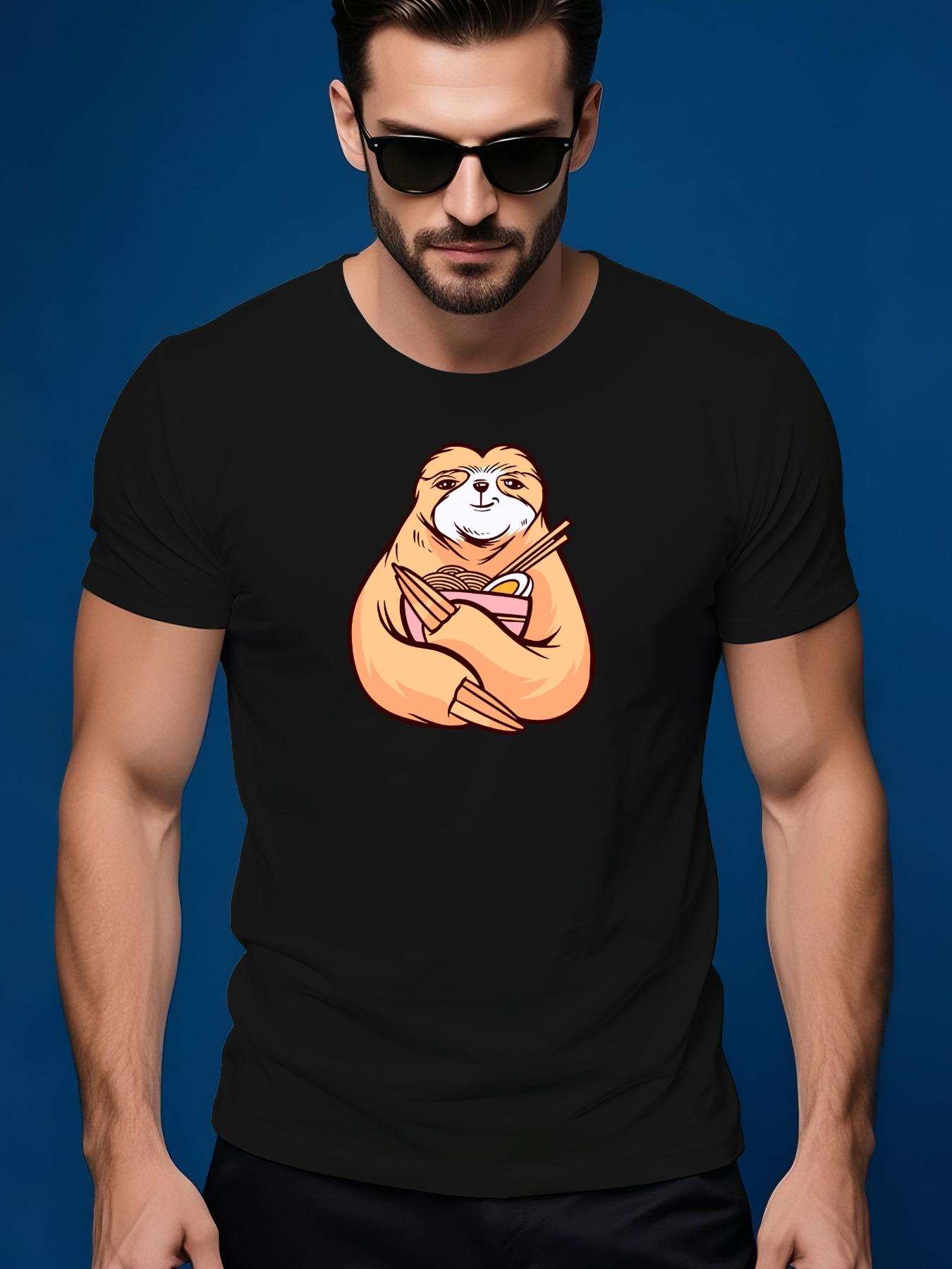 Short Sleeve Tshirt with Playful Sloth Graphic - Summer L... XL