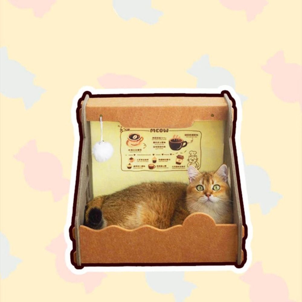 

Semi Closed Cat Paper Box Non Occupying Pet Toy Bed Cat Play Rest Cat House Small Animals рожевий