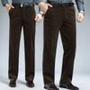 Autumn Padded Middle - Aged Men's Casual Trousers Striped Loose Pants for Men Corduroy Trousers