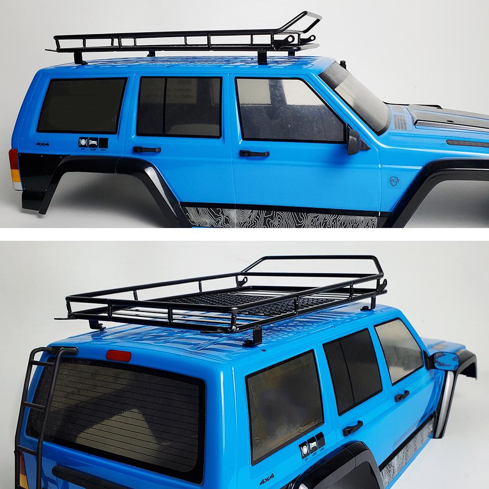 AXSPEED Metal Roof Rack Luggage Carrier with LED Light Bar for 1/10 RC Crawler Axial SCX10 90046 Wrangler Cherokee Parts