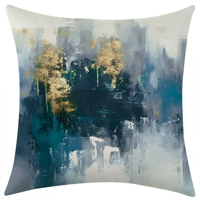 

New Fuzzy Impression Blue Design Linen Pillowcase Car Sofa Lumbar Pillow Cushion 45 * 45 separate pillow cover