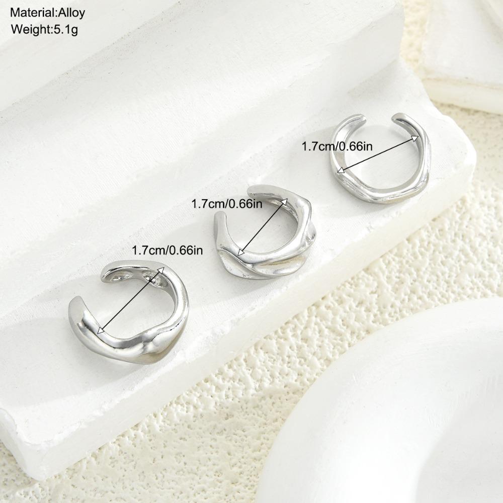 3pcs Set Hip-hop Trend Irregular Geometry Twisted Lines Clip Earrings for Women Men Personality Fashion Jewelry Sets Accessories