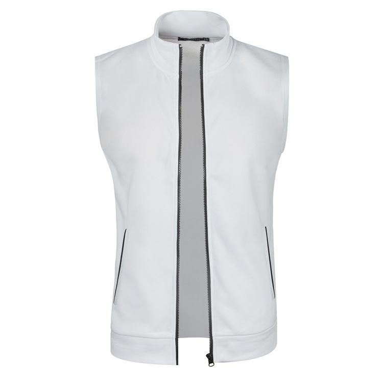 Mens Slim Fit Knit Fleece Zip Up Vest With Pockets S белый
