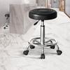 Beauty Stool, 360-degree Rotation Wheel Bar Stool, Height Adjustable Salon Chair, Faux Leather Cushioned Office Shop Stool, with Metal Frame (Black)