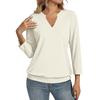 Womens Collared V Neck 34 Sleeve Shirts Business Casual Tops Loose Fit Tunic Blouse Work Professional Office Wear M3XL
