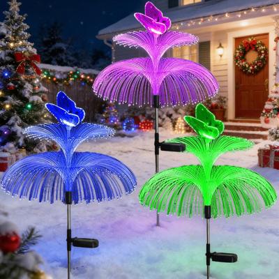 Solar Jellyfish Lamp Outdoor Lights Solar Powered Automatic On/Off 2/5 Layer RGB 7 Color Changing Pathway Light Waterproof Garden Patio Yard Decor
