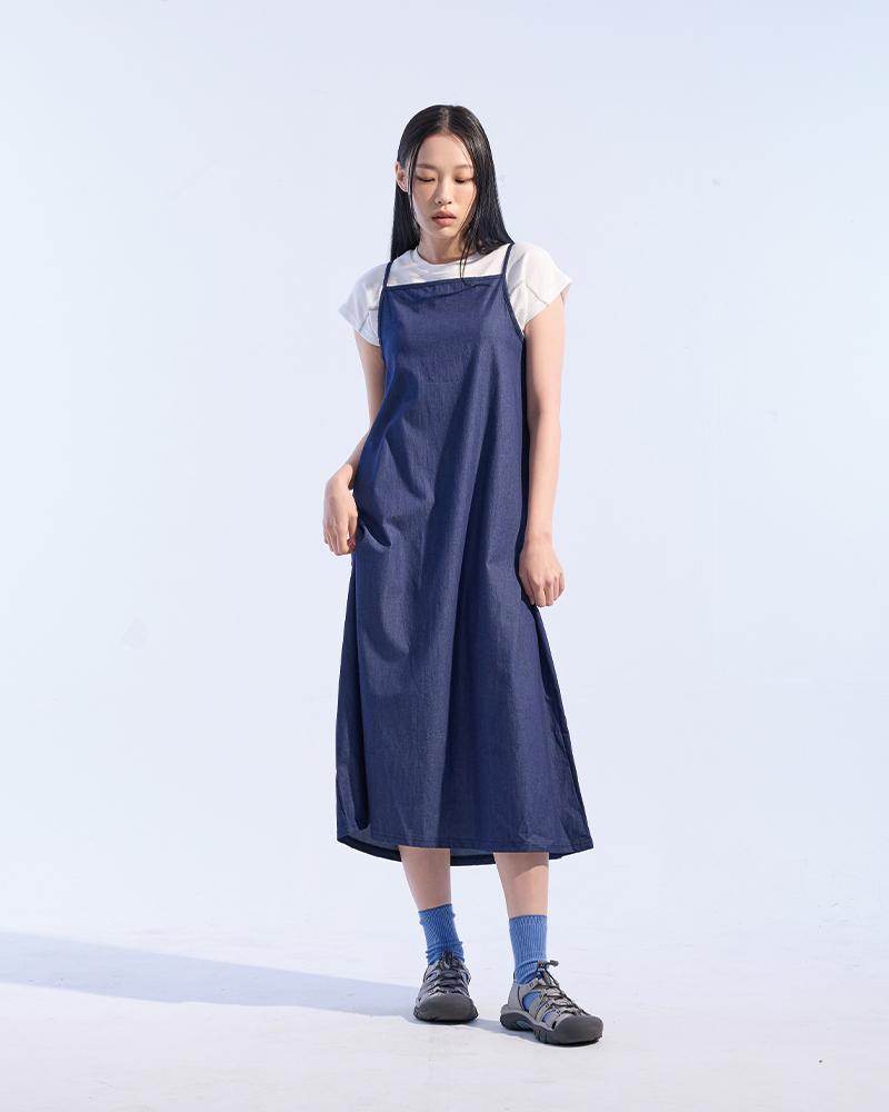 MOAA Pin Summer Denim Dress (Blue)