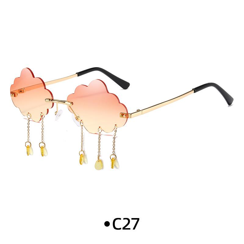 Sunglasses Funny Cloud Shaped Men and Women Disco Glasses Clouds Tassel Shades Rimless Sunglasses UV400 Eyewear