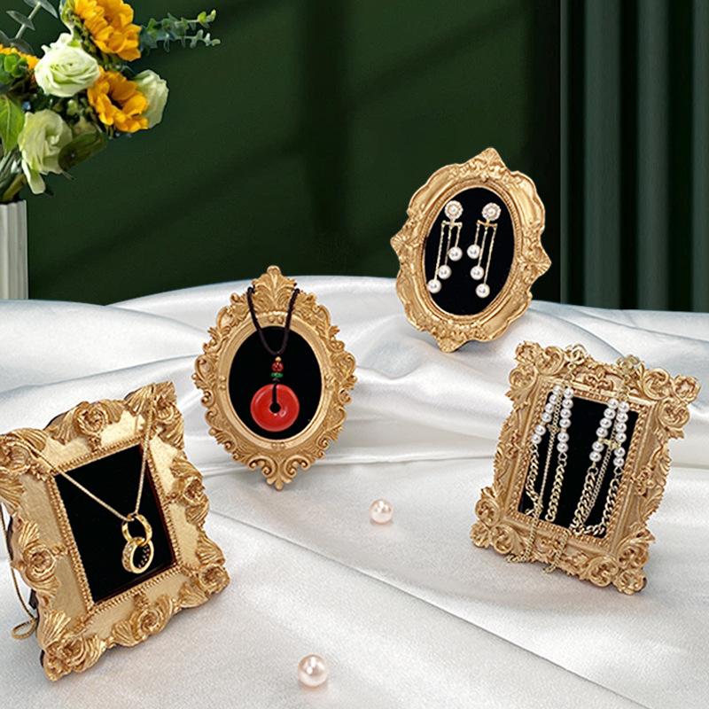 Vintage Ornate Frame Ring Holder Velvet Lined Jewelry Display Stand for Rings Earrings Picture frame shape jewelry organizer