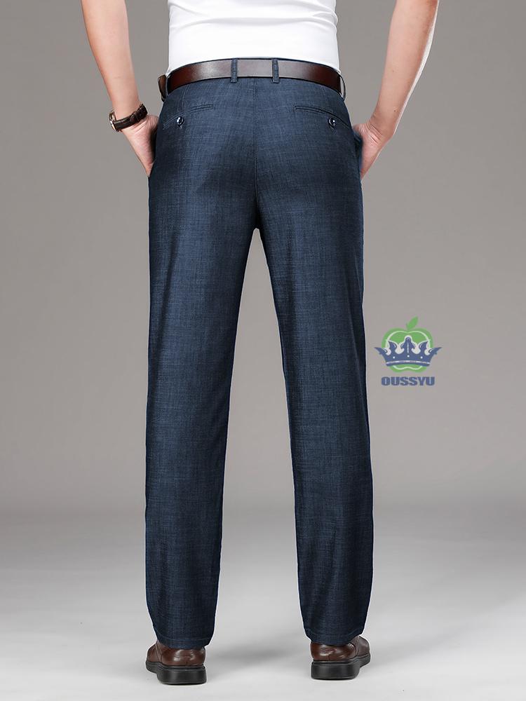 Brand Clothing Luxury Lyocell Fabric Men's Jeans Classic Business Straight Denim Pants Work Office Trousers Male Plus Size 40 42