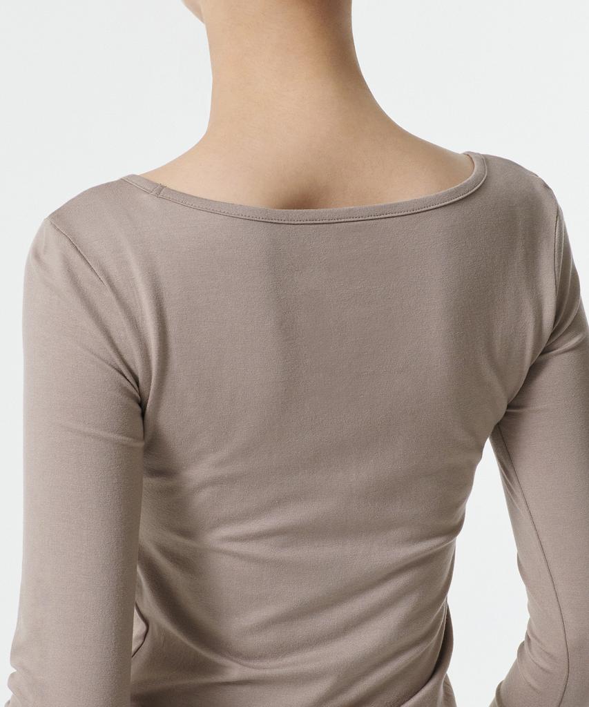 Musinsa Standard Woman Women'S Tencel Slim Ballerina Long Sleeve T-Shirt [Grayish Beige]