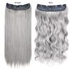 Clip In Hair Extensions For Women One Piece 5Clips Straight&Wavy Hair Black Gray Ombre Color Cosplay Hairpieces