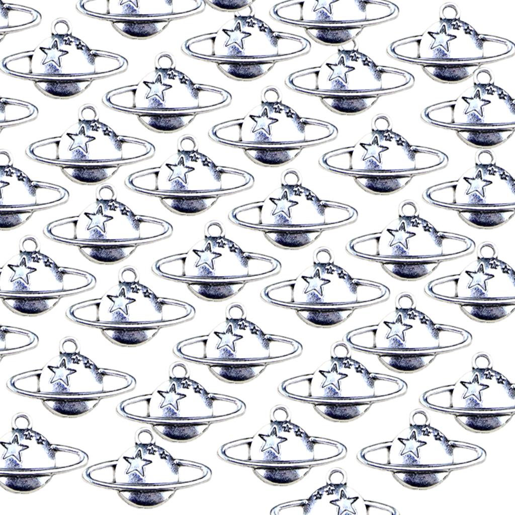 100 Stück Antiksilber Saturn Planet Anhänger Funkelnde Saturn Anhänger Schmuck für Innovativen DIY Schmuck und Kunsthandwerk