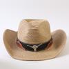 Popular European and American Classic Straw Woven Western Cowboy Hat Men's and Women's Outdoor Fashion OL Wind Woven Top Hat