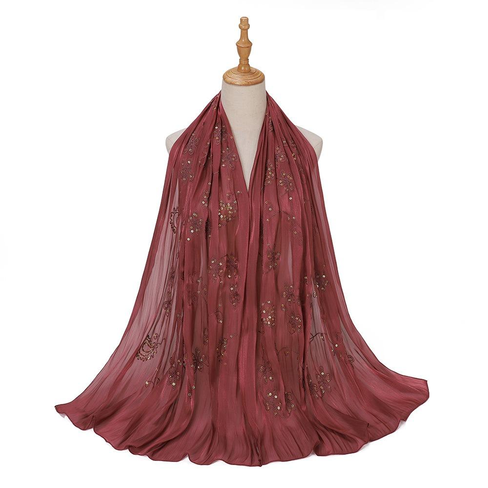 Shimmer Glitter Glitter Chiffon Shawl Elegant Pleated Glitter Shawl Flowy Hijab Shawl  for Women