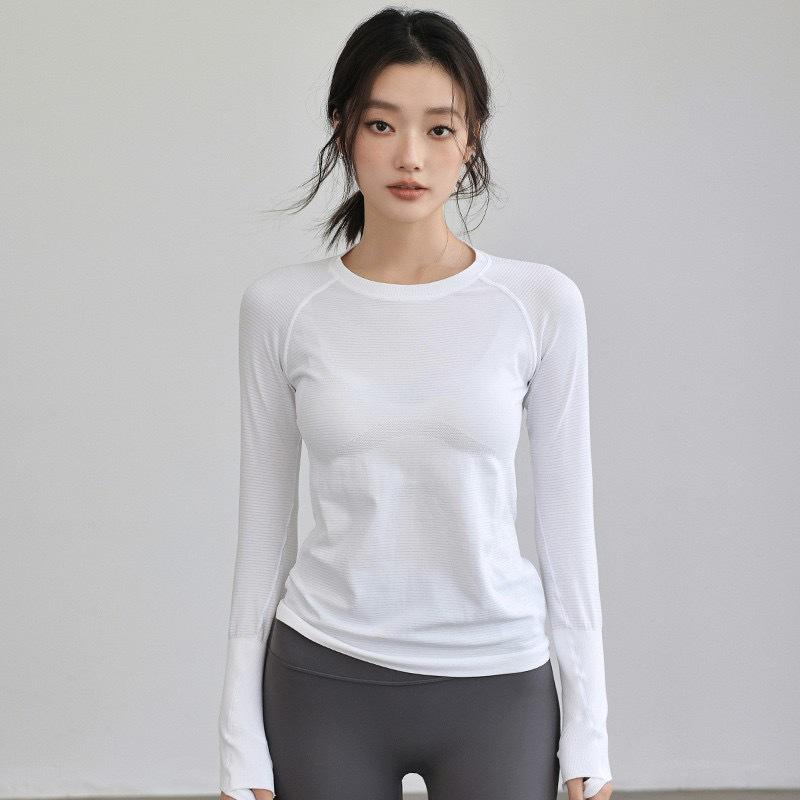 Women's Slim Fit Long Sleeve Quick Dry Yoga Top - Comfortable, High Elastic, Round Neck for Autumn/Winter Running & Training.