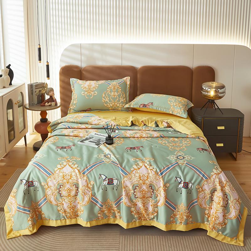 

Летнее прохладное одеяло из тенселя, комплект из четырех предметов, для домашнего хозяйства, односпальное, двухспальное, летнее одеяло из ледяного шелка, пригодное для машинной стирки, с кондиционером, тонкое одеяло 150*200cm summer quilt fo слоновая кост