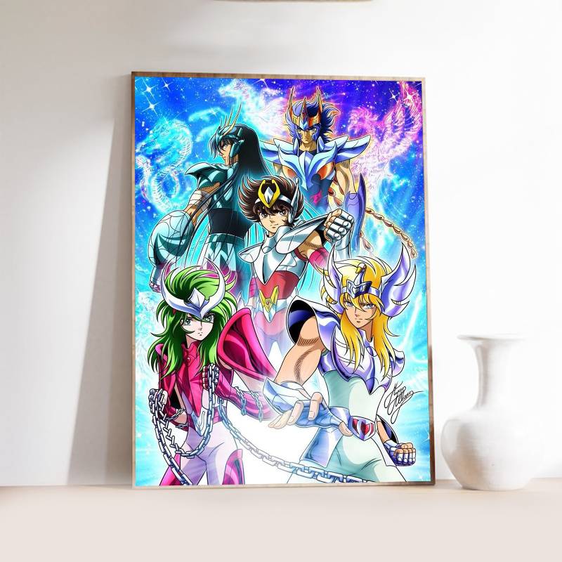 1PC Classic Anime S-Saint S-seiya Poster Self-adhesive Art Waterproof Paper Sticker Coffee House Bar Room Wall Decor