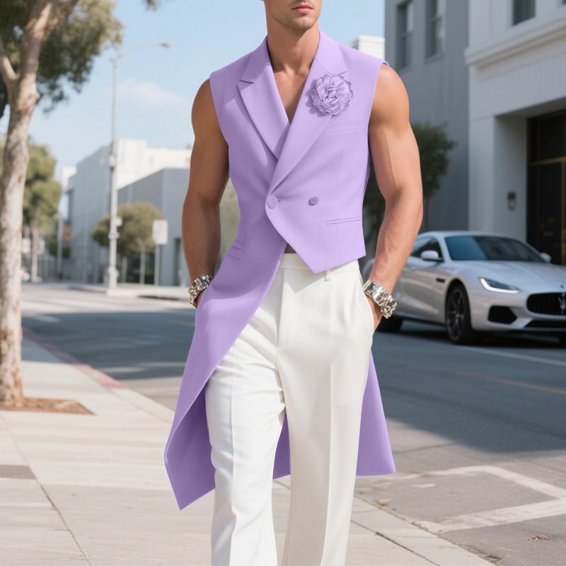 

INCERUN Мужской безрукавный повседневный тонкий длинный жилет с цветочным принтом и неровным краем 4XL