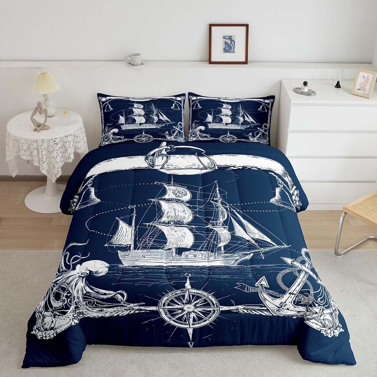 

Compas Soft Duvet Cover Set Young Boys Tenagers Men Bedrom Decorative 2/3 Pcs Beding Set featuring Pilowcase Single Quen Soft Duvet Cover Sets 100*200cm Single