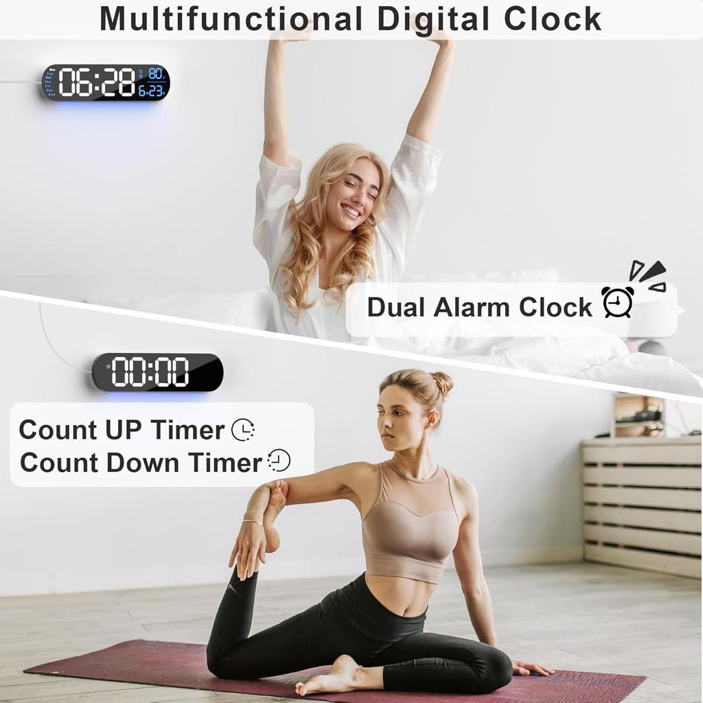 Digital Wall Clock Large Display,13.7 Inch Large Digital Wall Clock with RGB Color Changing Remote Control,Auto DST, Date Week