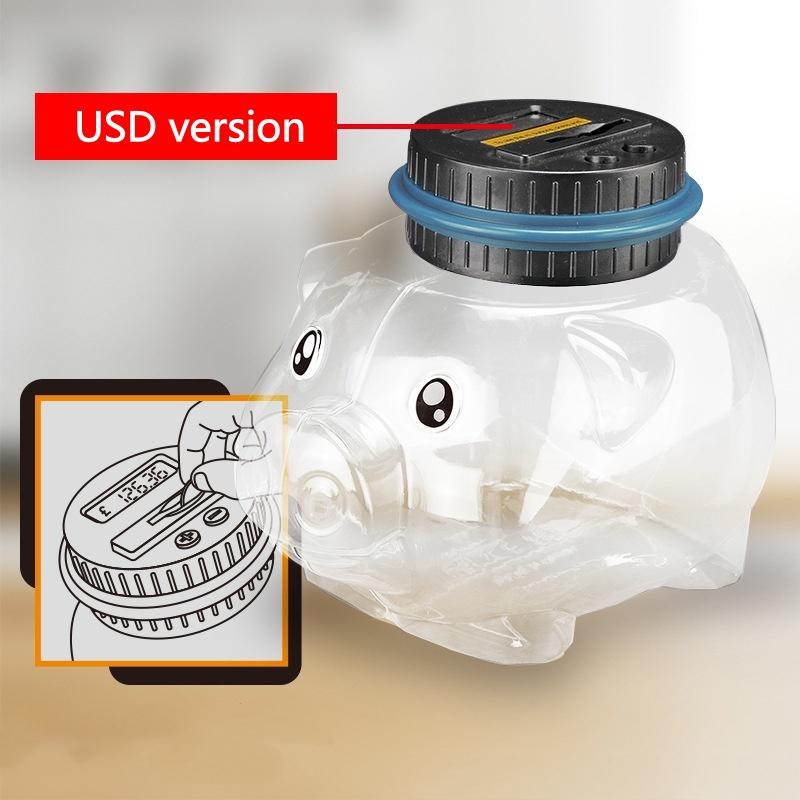 1 Stück Elektronisches Sparschwein Digitale LCD Zählende Münzspardose Eimer Glas Münzaufbewahrungsbox Für USD EURO Geld Geschenke Kind Aufbewahrung