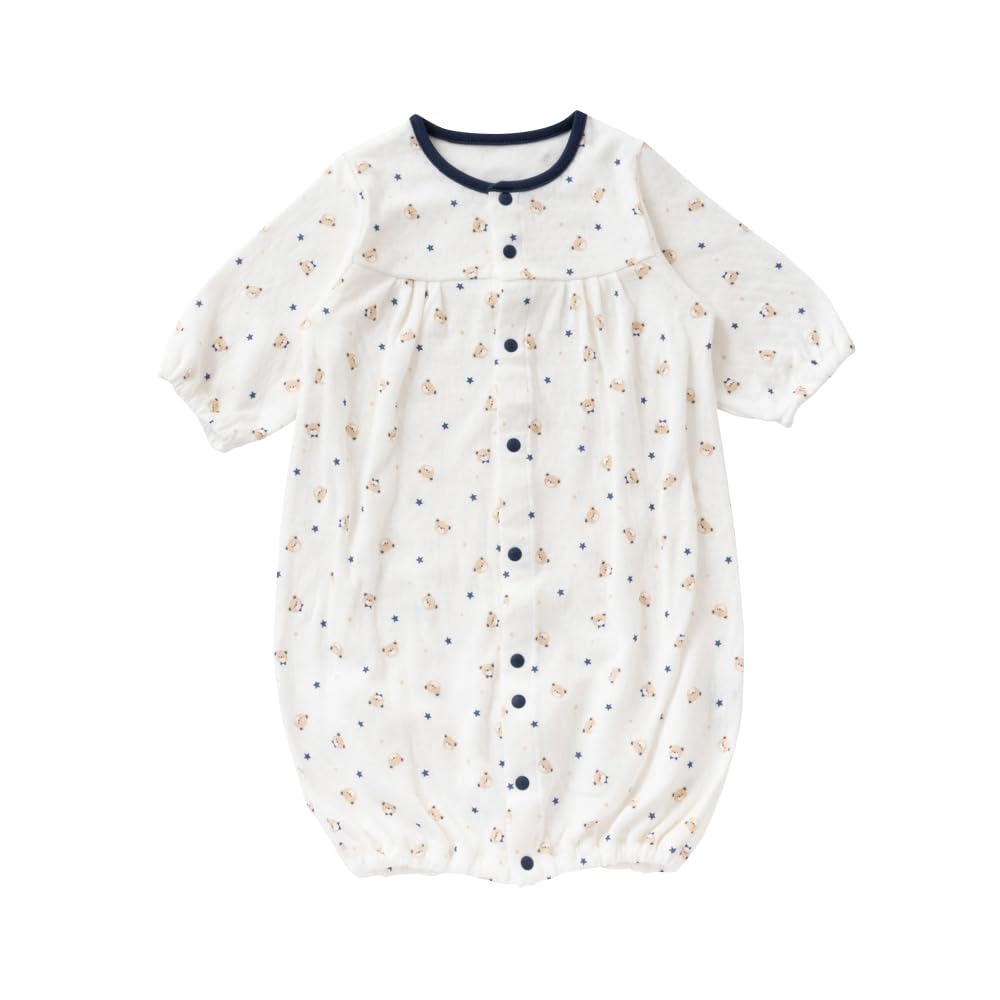 

Боди с рисунком мишки, на кнопках, для новорожденного, сделано в Японии, осень-зима [Крем-какао] Двустороннее [Замена ластовицы/2way] 50-70см [Весна, Материал]