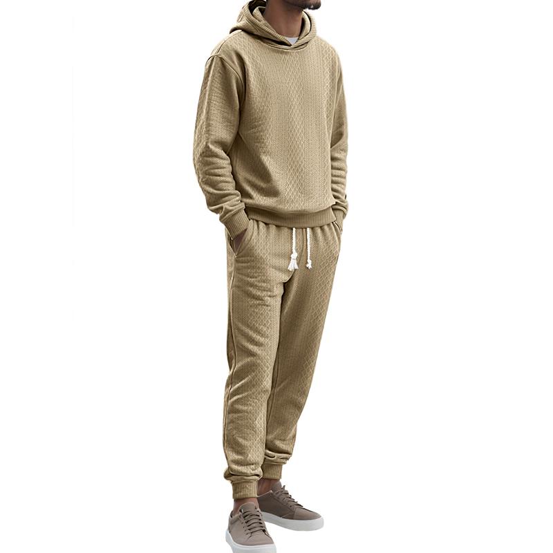 Men's 2 Piece Outfits Knit Jacquard Pullover Sweatshirt Tracksuit & Joggers Sweatpants Sweatsuit Sets with Pockets