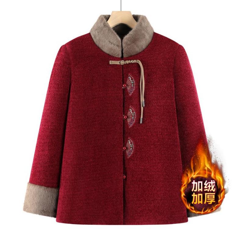 Winter Cotton-padded Clothes with Velvet To Keep Warm, Festive Wife Cotton-padded Jacket, Old Coat Thick