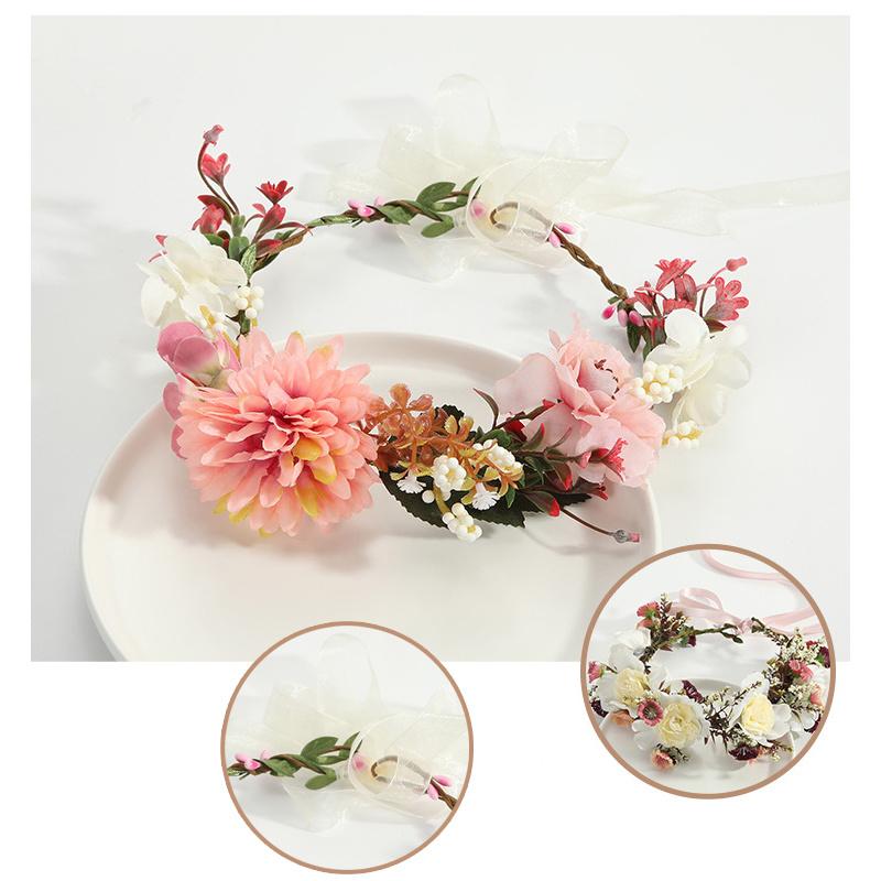 Banda de păr Boho Femei Coroană florală Coroană de zâne Ghirlandă bentiță de nuntă cu flori