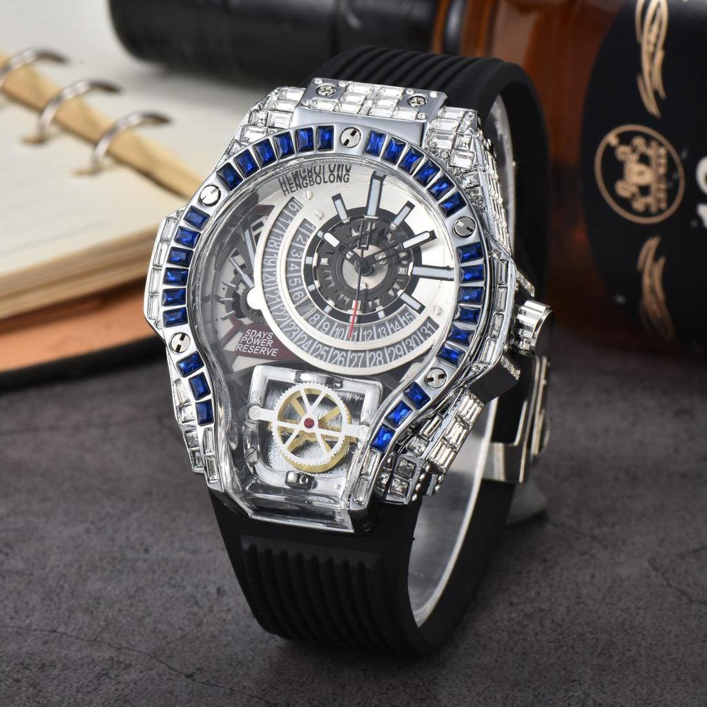 Men's Quartz Watch with Three-Needle Design, Sports Style, Irregular Full Diamond Shape, Similar to Jason Statham's Watch in Warcraft.