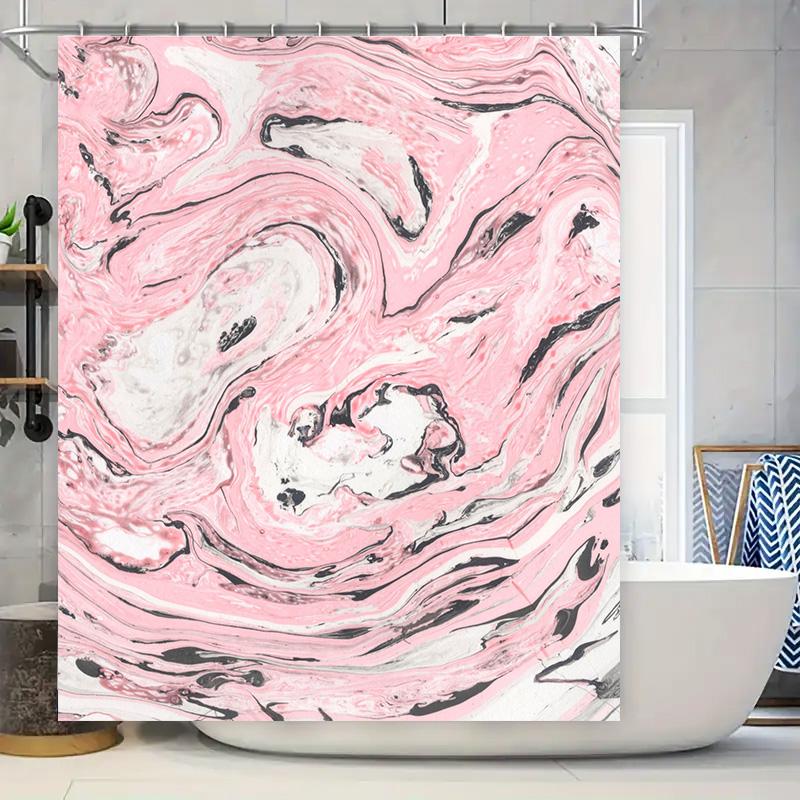 

Luxury Marble Bath Shower Curtain Pink White Pattern Design For Bathroom Decor Waterproof Anti-Mildew Fabric Perfect Gift Idea W60H190(CM)-1 Pcs