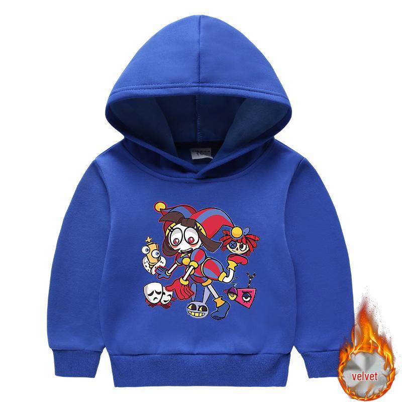 New Style Velvet-Enhanced Hooded Sweatshirt Two-Piece Set for Boys and Girls - Thick Warm Clothing for Autumn and Winter