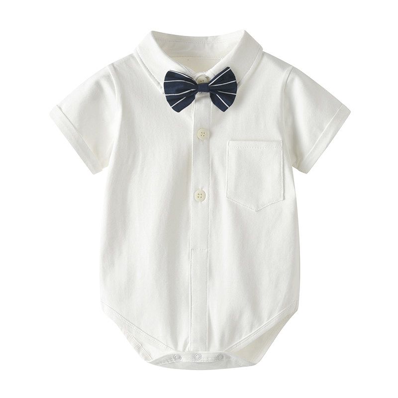 

Auromesa Summer Baby Boy Bow Tie Shirt Romper White Short-Sleeved Top 73 (about 6-9 Months)
