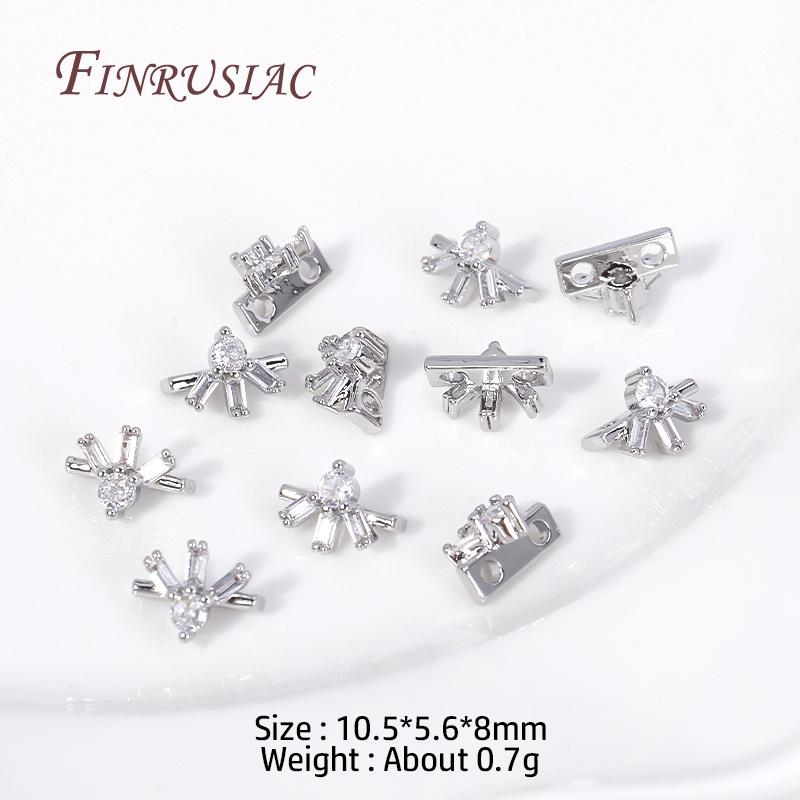 18K Gold Plated Multi-designs Zircon Flower Spacer Bars 2/3 Holes Separators for Strand Beads Jewelry Making Accessories