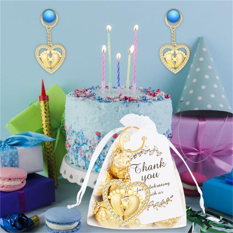 Set of 12 Stylish Heart Foot Keychain Souvenirs Heart Foot Keychains for Wedding Guest Favors and Baby Showers Gift