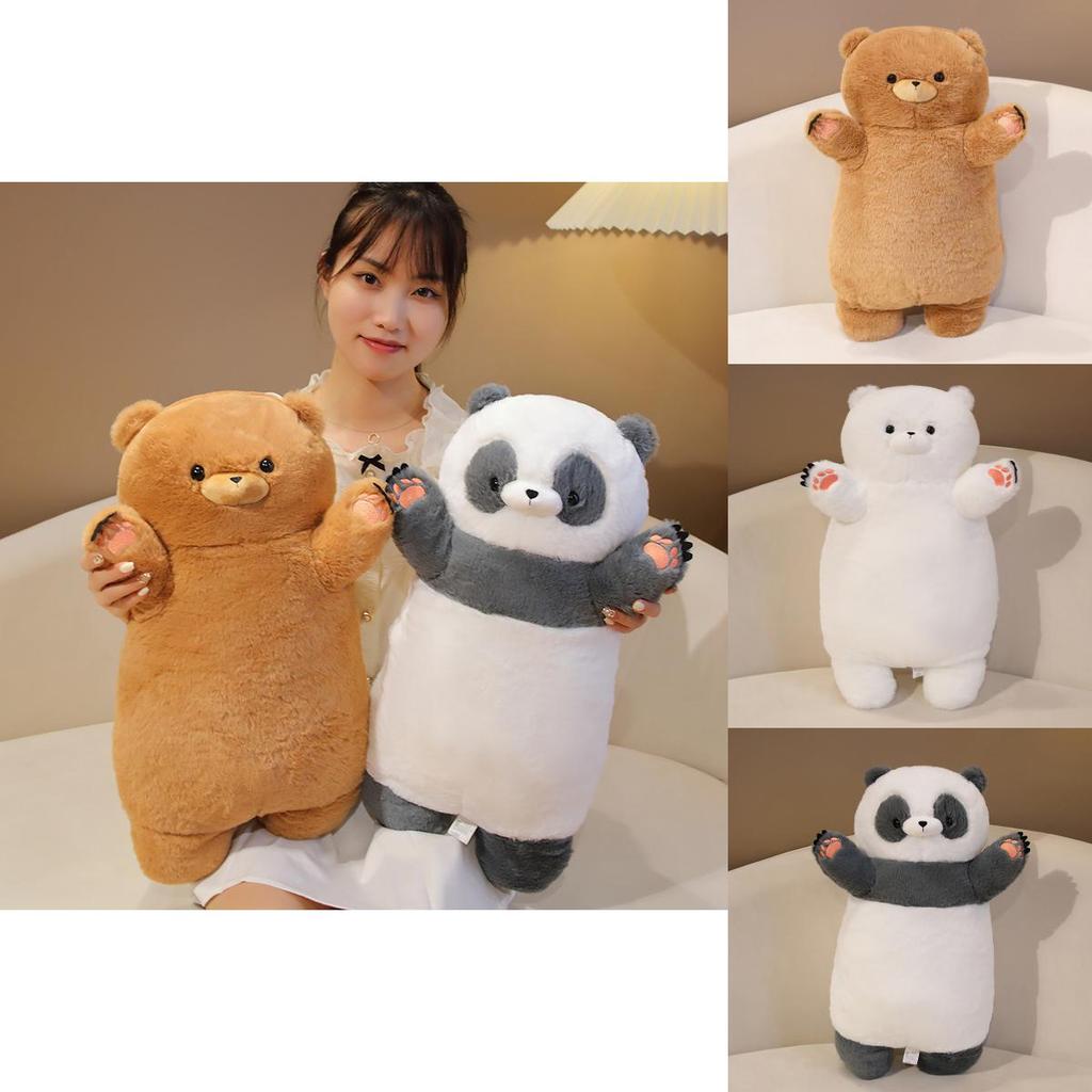 Adorable Cartoon Long Plush Panda And Polar Bear Stuffed Toy For Kids Cozy Sleep Pillow Gift