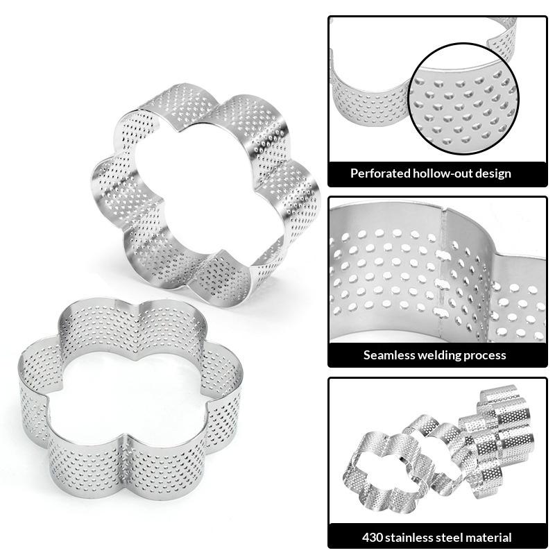 Baking Mousse Tart Ring 1 Pcs Stainless Steel Perforated Pastry and Crumpet Mold for Kitchen and Home Hotel Use