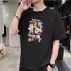 Summer Round Neck Letter Cartoon Pattern Printed Top Fashionable Casual Short Sleeved Men's and Women's Universal Pure Cotton T-shirts